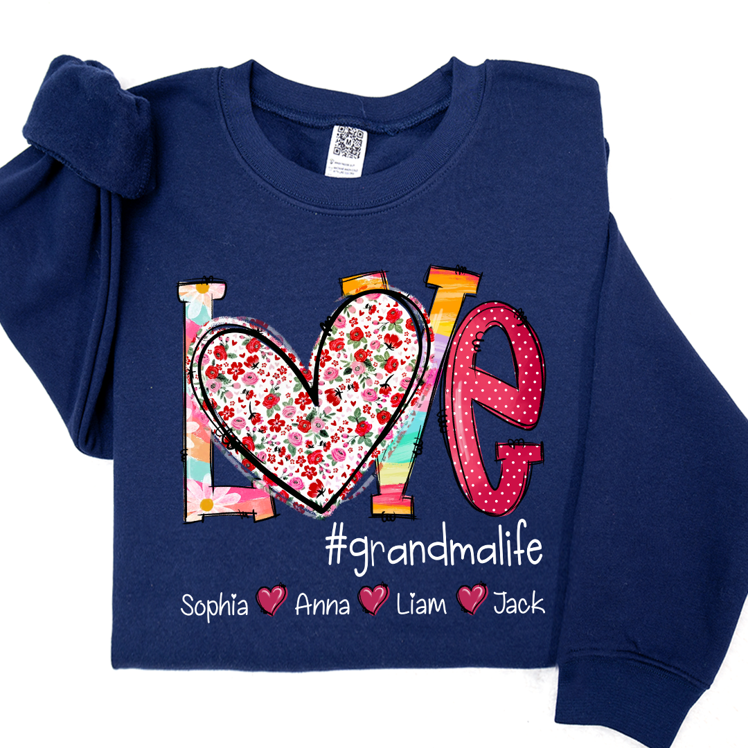 Valentine Heart Custom Name Grandma And Kids LTP01