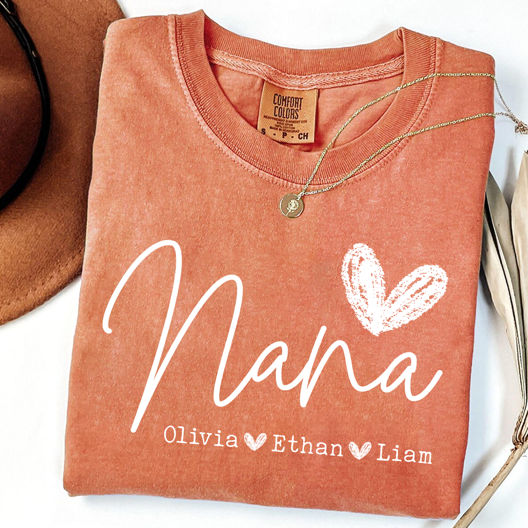 Comfort Colors Personalized Nana Shirt, Custom Grandma T Shirt with Grandkids Names, Unique Gift for Nana, Perfect for Mother's Day, Birthday