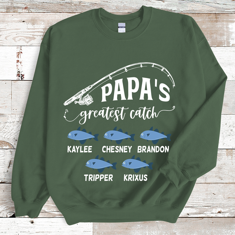 Papa Fishing Blanket, Personalized Father's Day Sweatshirt