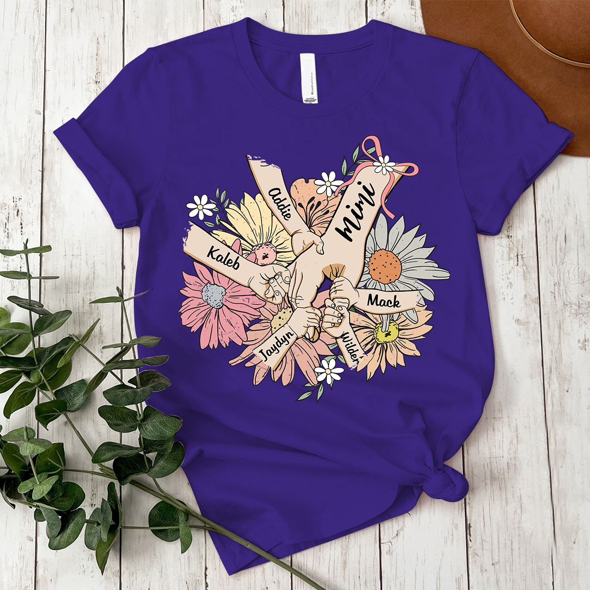 Custom Grandma Hand Retro flower Shirt, Personalized Nickname And Grandkids, Gift For Mother's Day