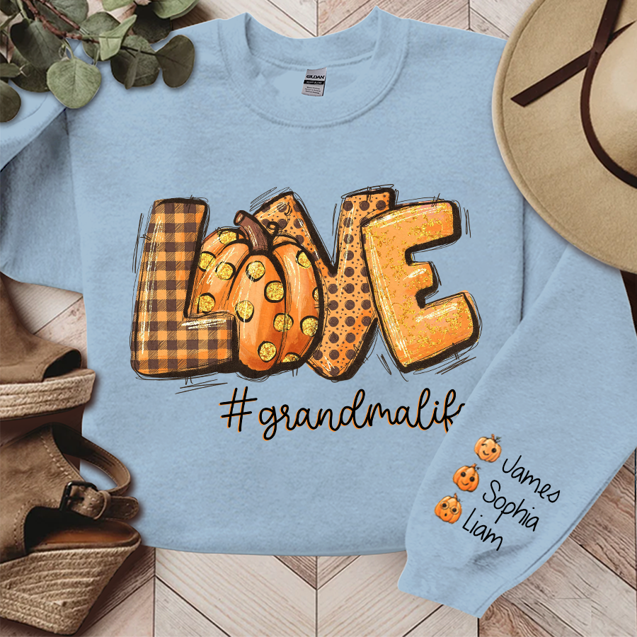 Love Pumpkin Fall Autumn, Grandma Life And Grandkids Sweatshirt, Grandma Autumn Gift TH Sweatshirt
