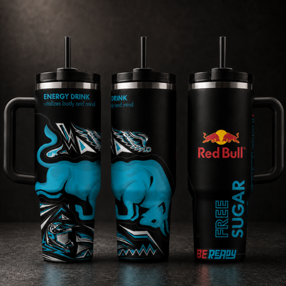 Red Bull Energy Drink Tumbler 40oz with Handle/30oz Flip Straw and Handle/20oz Skinny - Stainless Steel Insulated Travel Mug - Be Ready Red Bull Cup Gift
