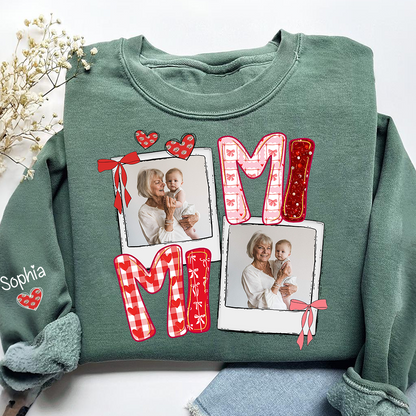 Personalized Mimi Photo Sweatshirt, Custom Grandma Crewneck with Grandbaby Pictures, Mimi Valentine Family Gift