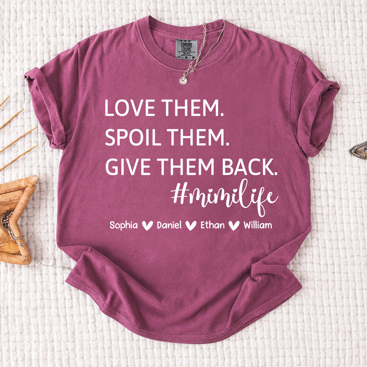 Comfort Colors Mimi Life Shirt Funny Grandma Gift, Love Them Spoil Them Give Them Back Tee, Personalized Mimi Grandmother Shirt