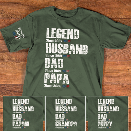 Legend Husband Dad Papa Family Shirt, Unique Personalized Gift for Father and Grandfather