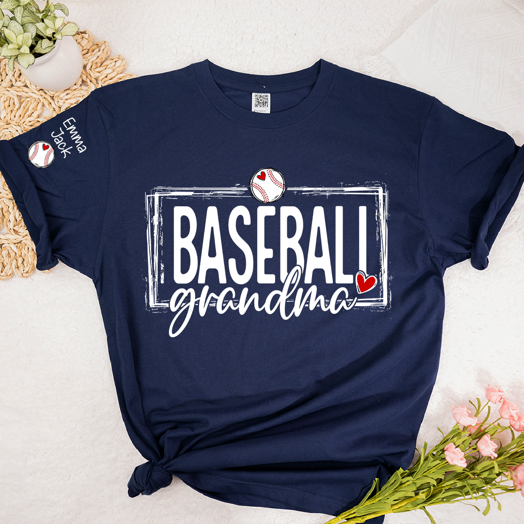 Baseball Grandma T-Shirt, Personalized Grandma T-Shirt for Baseball Lovers with Custom Name
