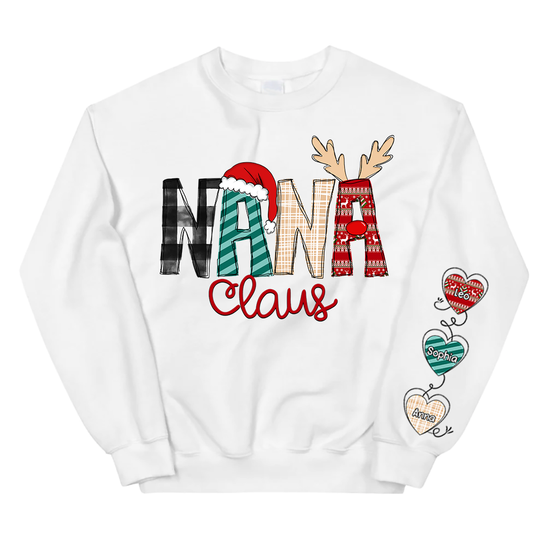 Personalized Nana Claus With Grandkids Sweatshirt