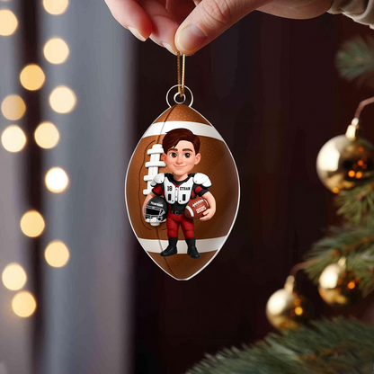 Personalized Football Player Ornament 2025 – Custom Name & Team Christmas Ornament, Gift for Football Lovers & Players Ornament
