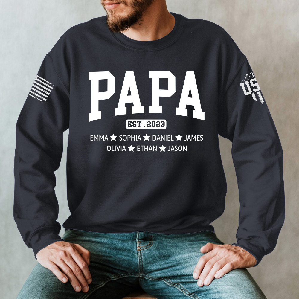 Custom Grandpa Est With Kids, Father's Day Gift Sweatshirt