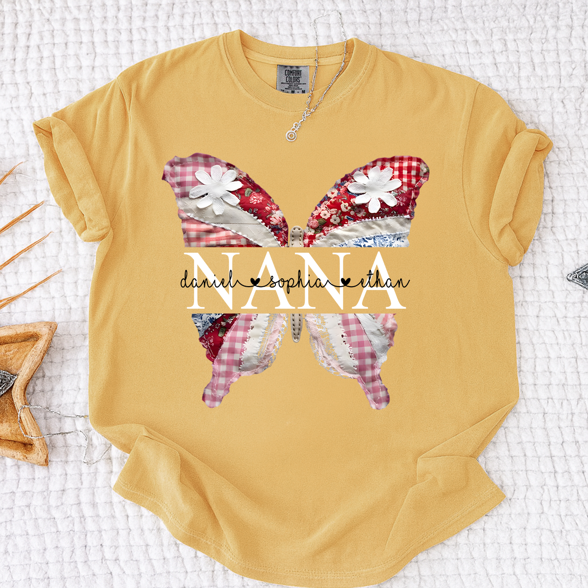Comfort Colors Custom Nana Butterfly Shirt, Personalized Grandmother T Shirt with Grandkids Names, Perfect Gift for Mother's Day, Birthday