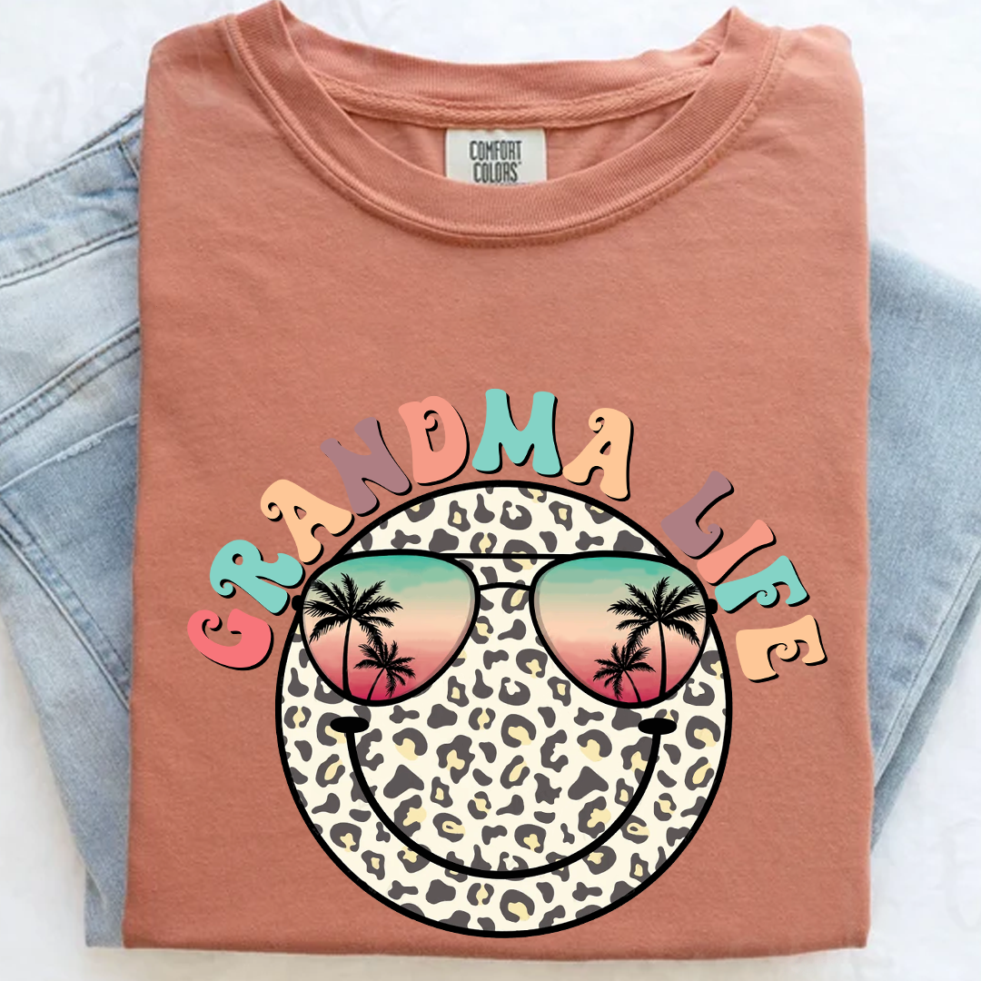 Comfort Colors® Grandma Life Summer Smile T-Shirt, Custom Grandma With Grandkids Shirt