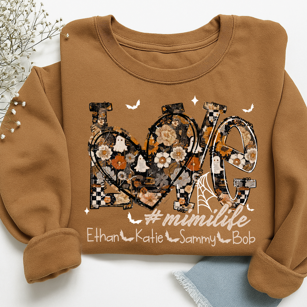 Love Mimi Life Halloween Sweatshirt Outfit for Grandma And Kids