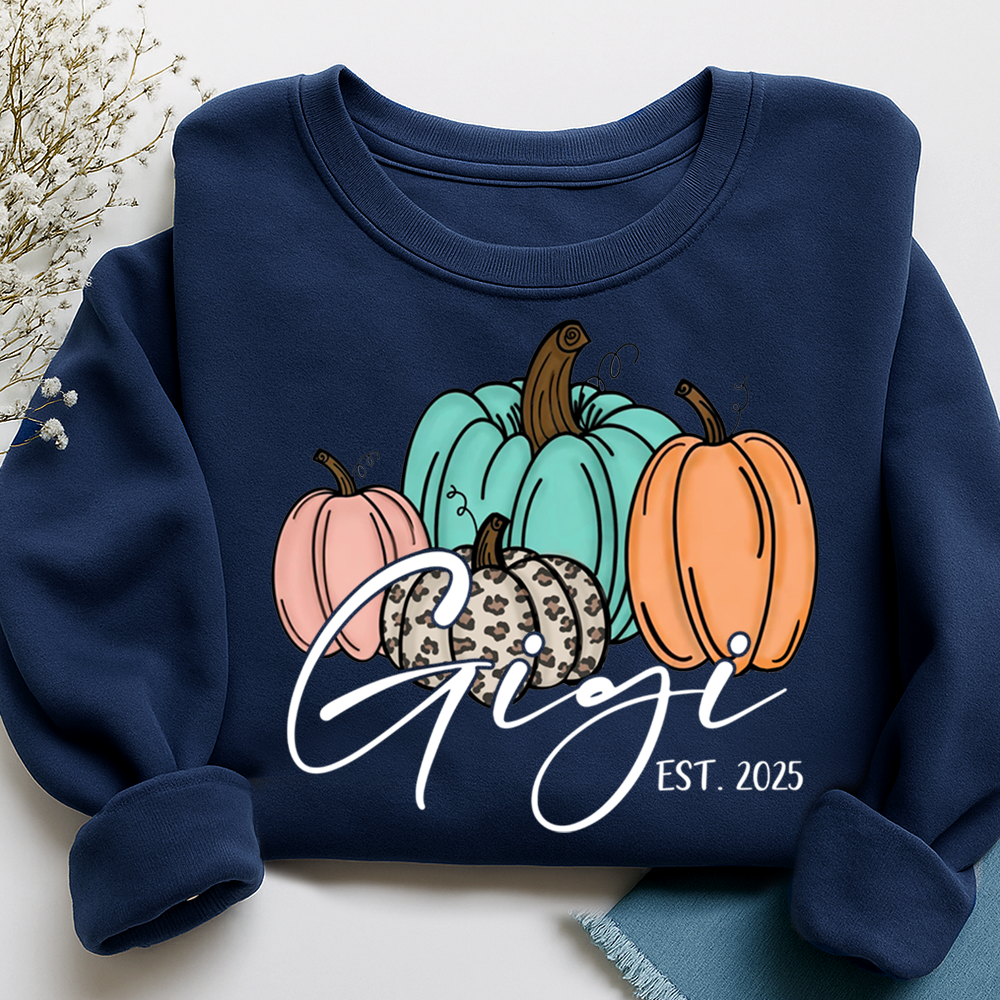 Personalized Gigi Pumkins Sweatshirt, Gifts for Grandma and Grandchild