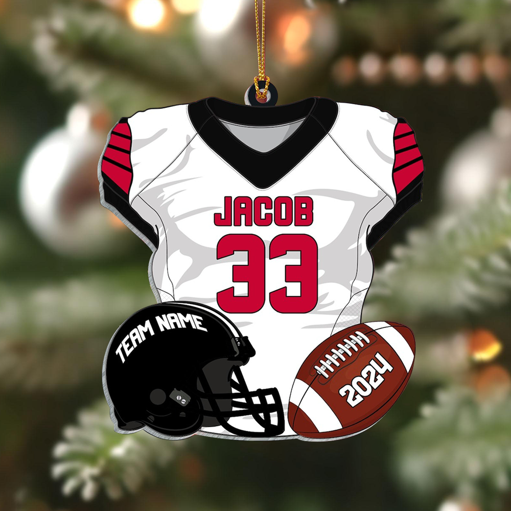 Personalized Football Jersey Acrylic Ornament 2025, Custom Name, Number & Team Christmas Tree Decoration Gift