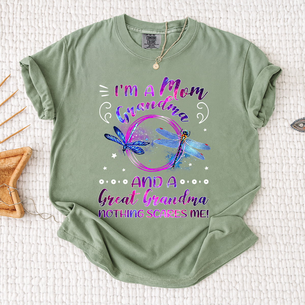 Funny Grandma Shirt, Custom Grandma. I'm a Mom and Great Grandma Nothing Scares Me, For Gift Grandma