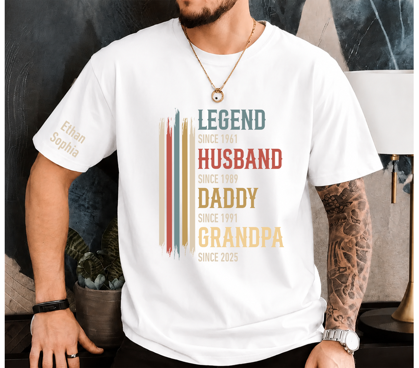 Legend Husband Dad Grandpa T-Shirt – Personalized Names Gift for Father Dad Papa Birthday Fathers Day