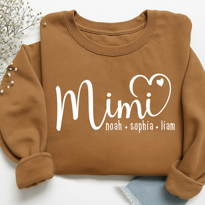 Personalized Mimi Sweatshirt, Custom Name Est. 2025 Grandma Holiday Gift