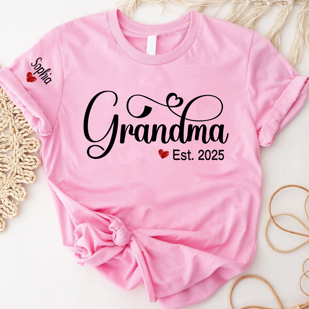 Grandma Gifts Personalized Grandma Est Shirt, Custom T-Shirts For Grandma And Kids 2025