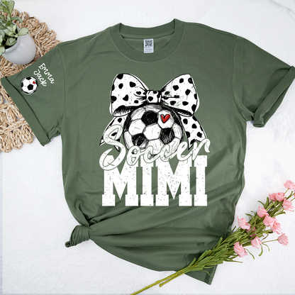 Personalized Soccer Mimi Shirt, Soccer Ball and Bow Design with Kids Names