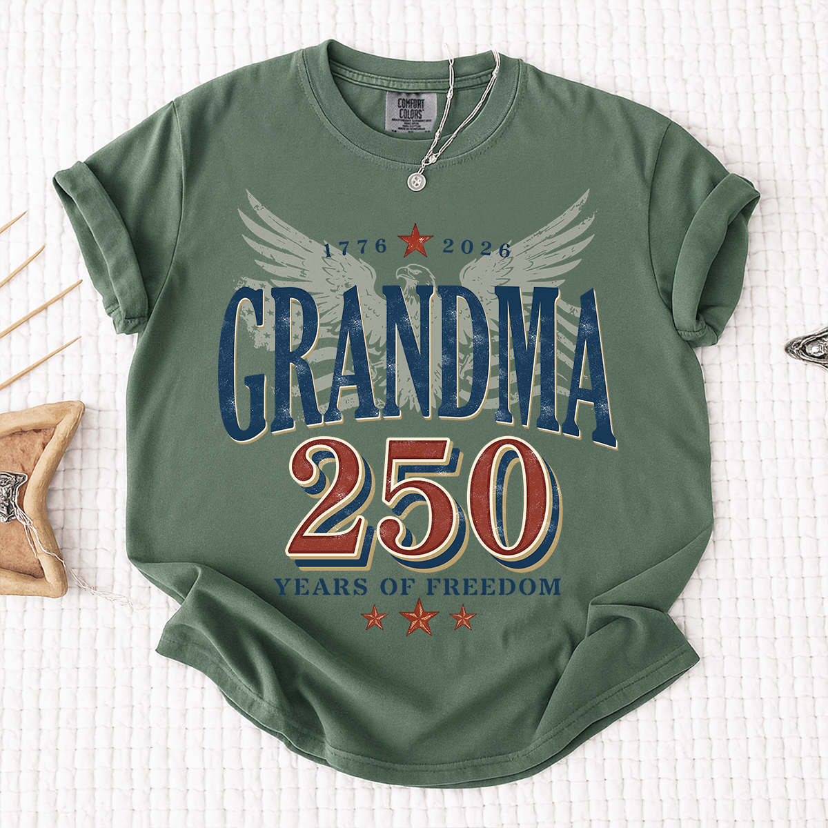 Comfort Colors® Patriotic Grandma T-Shirt, Established 2026 - 250 Years of Freedom Tee