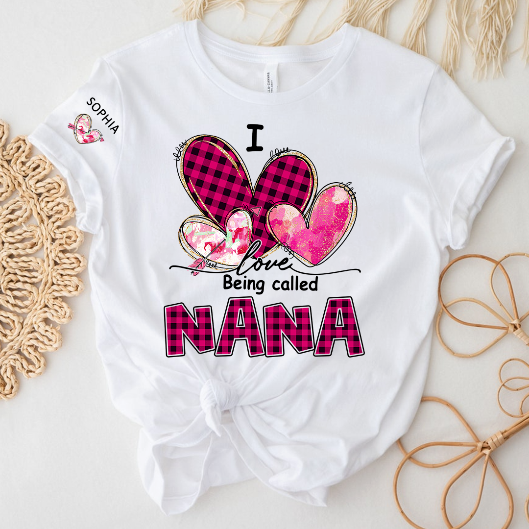 I Love Being Called Mimi Pink Tone Design, Grandma Tshirt Personalized with Kids Name