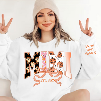 Personalized Halloween Grandma Sweatshirt, Custom Mimi And Kids Names