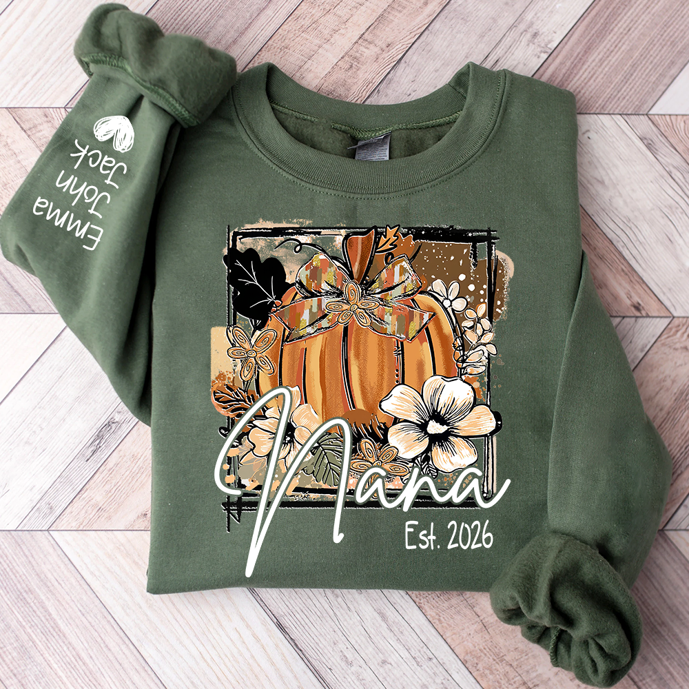 Mimi Fall Pumpkin Bow T Shirt, Personalized Grandma Tee, Autumn Floral Graphic Shirt, Gift for Mimi Lovers and Family