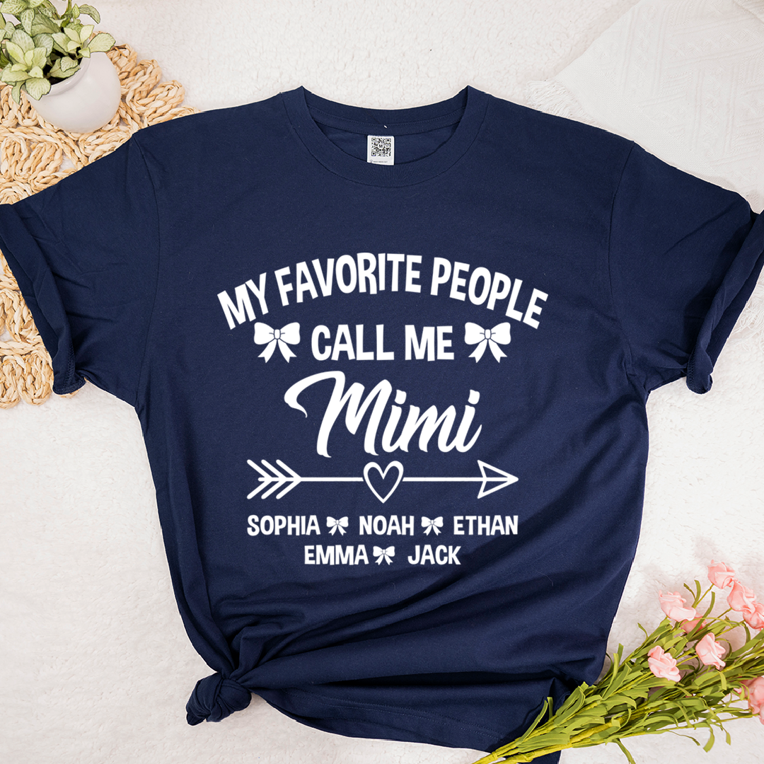 Mimi T-Shirt Personalized, My Favorite People Call Me Mimi with Family Names and Cute Arrow Design