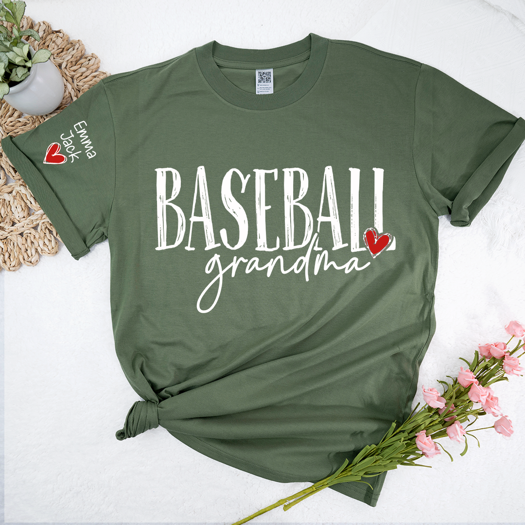Baseball GrandmaT-Shirt, Custom Name Nana Shirt with Retro Baseball Graphic