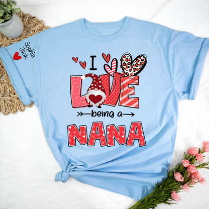 I Love Being Called Nana Sweatshirt, Heart Gnome Valentine Gift For Grandma And Her Grandchildren