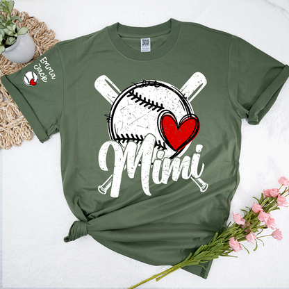 Mimi Baseball Shirt with Heart Design, Personalized T Shirt for Baseball Fans