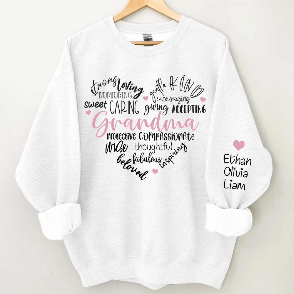 Grandma Heart Sweatshirt, Custom Grandma And Kids Heart, Grandma Gift TH