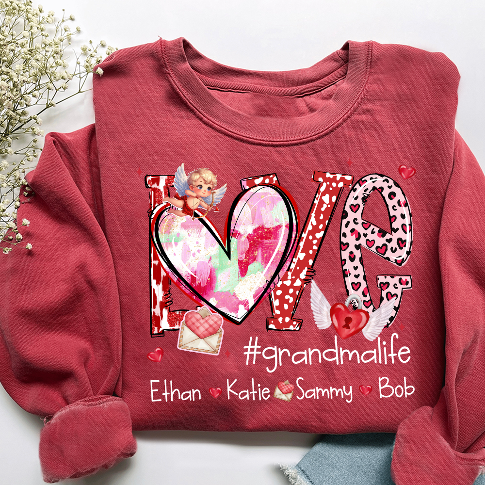 Personalized Love Grandma Life Sweatshirt, Custom Valentine Heart Design
