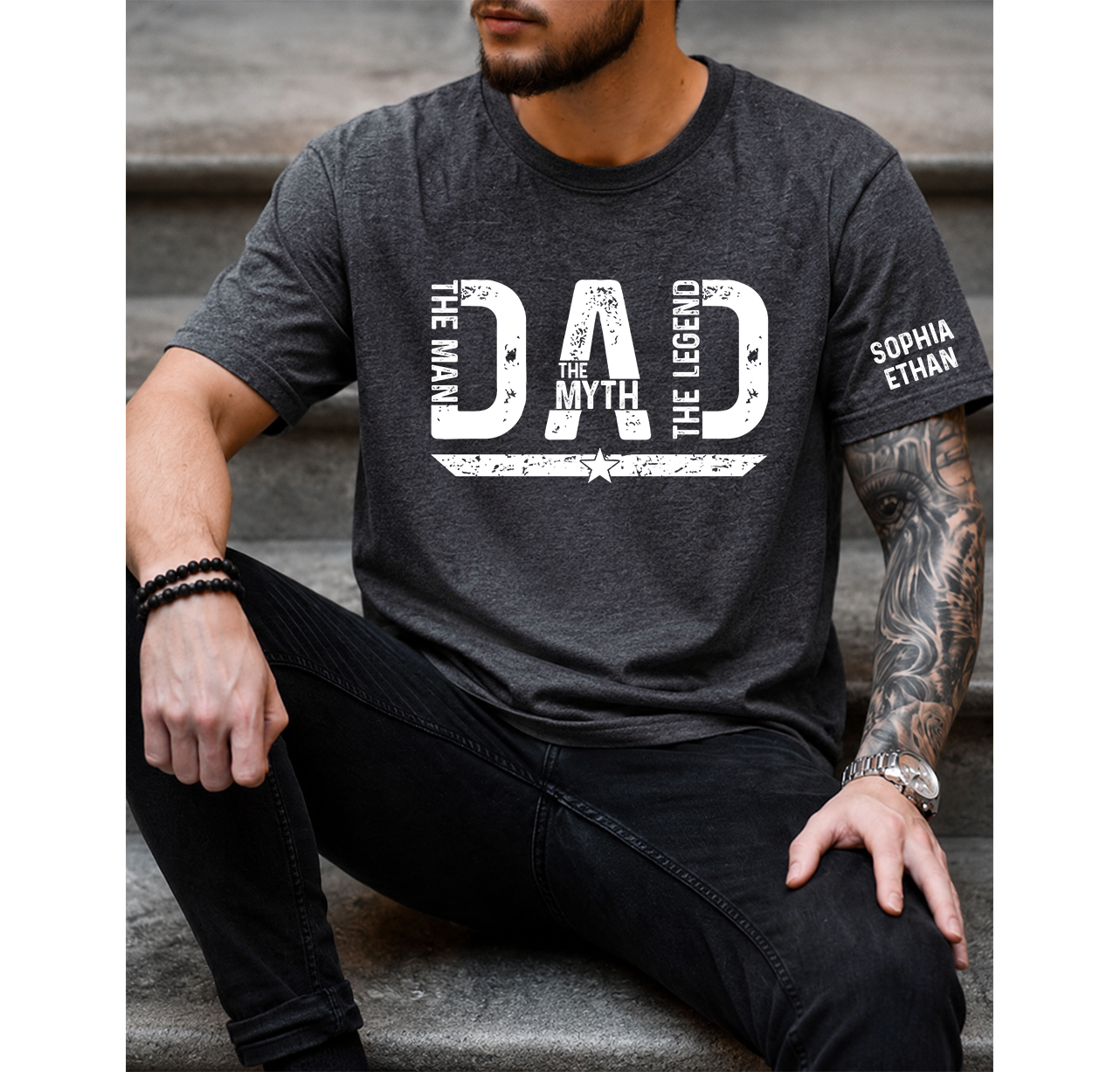 The Man The Myth The Legend Dad T-Shirt – Personalized Custom Name Gift for Dad Daddy Papa