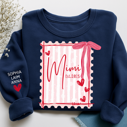 Custom Mimi Pullover, 6 7 Back Print with Grandkids’ Names
