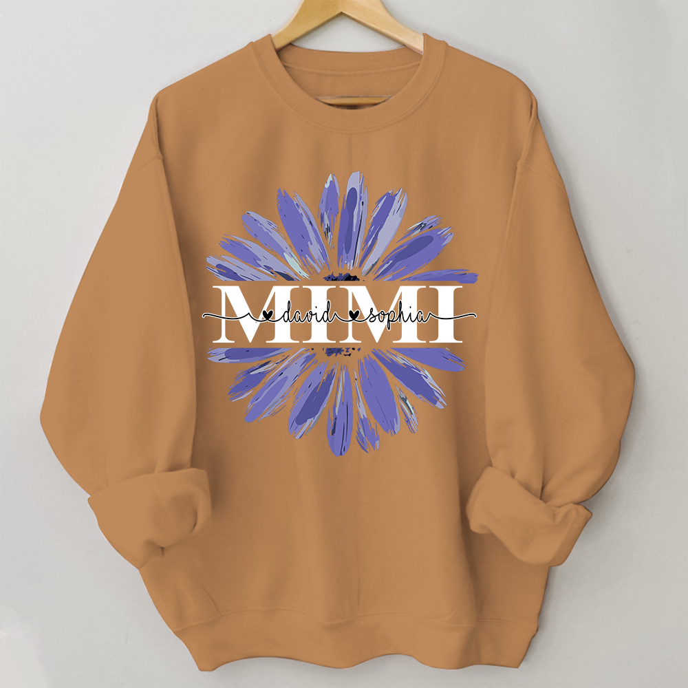Mimi Purple Daisy Flower With Grandkids Sweatshirt