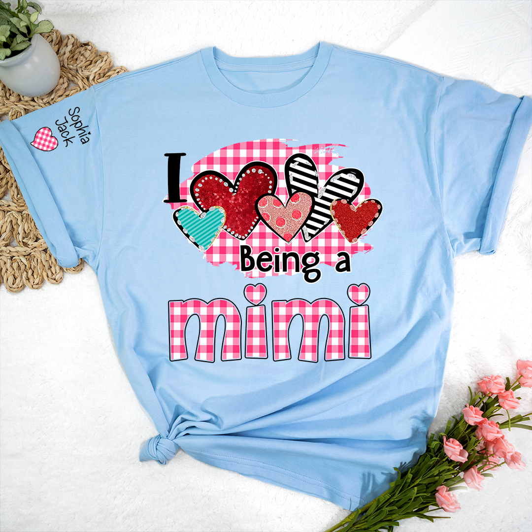 Valentine Mimi Crewneck T-shirt, Cute Heart Family Love Design, For Gift Grandma And Kids