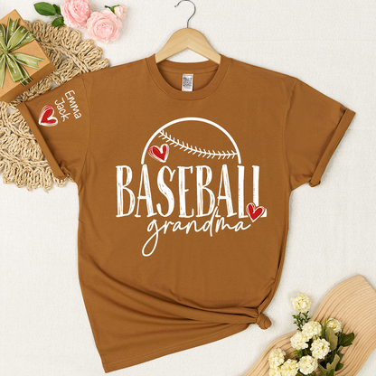 Baseball Nana Personalized T-Shirt, Cute Heart Baseball Design Nana T-Shirt