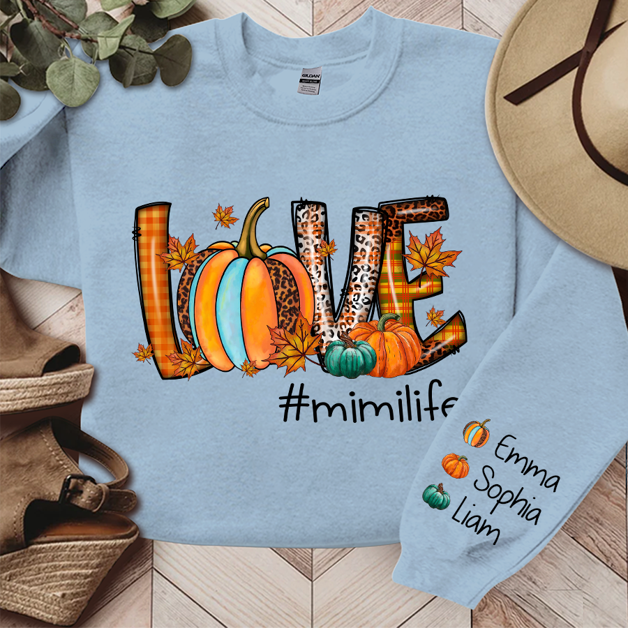 Love Fall Autumn Sweatshirt, Mimi Life Pumpkin Autumn, Grandma Gift, Autumn Gift TH Sweatshirt