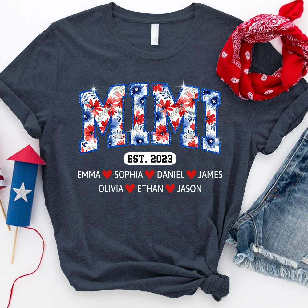 Mimi Floral Est Glitter, Custom Grandma With Kids, Mother's Day TH T-Shirt