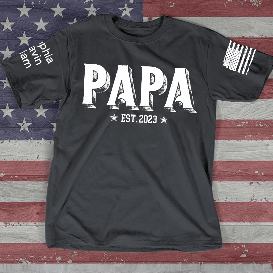 Custom Papa Est And Grandkids Father's Day