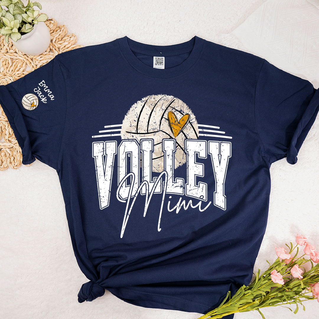 Custom Volleyball Mimi Shirt, Personalized with Kids Names, Volleyball Fan T Shirt