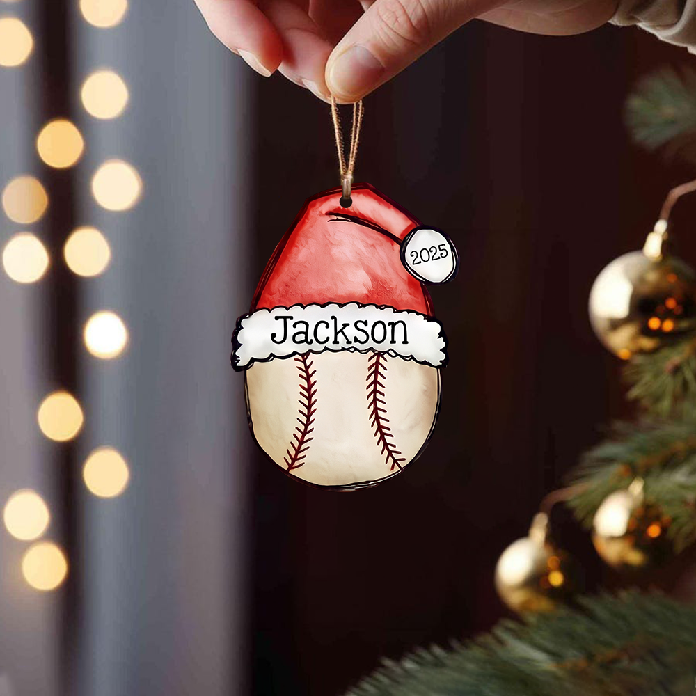 Personalized Sports Ball Ornament, Custom Christmas Tree Decoration with Name & Year 2025