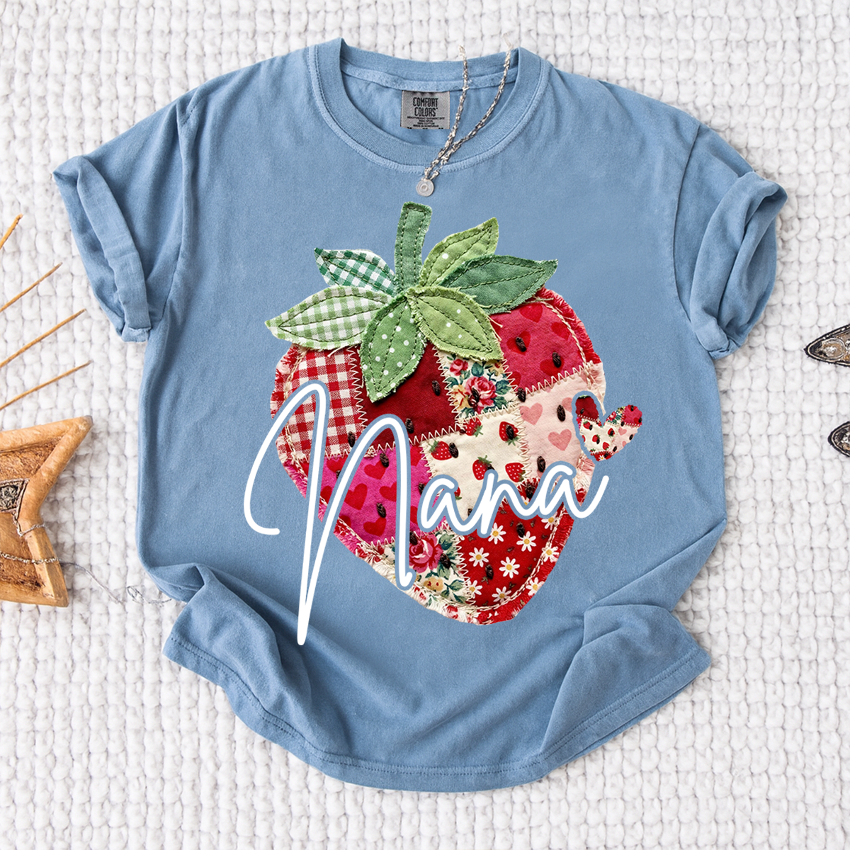 Comfort Colors® Customized Mimi Shirt with Names, Sweet Strawberry Spring Grandma Gift