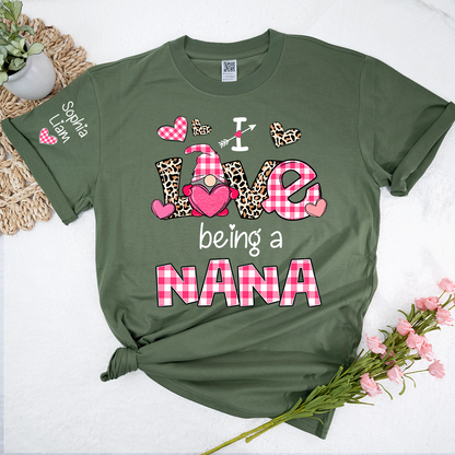 Personalized Nana Shirt I Love Being a Nana with Custom Names, Cute Grandma T Shirt Gift