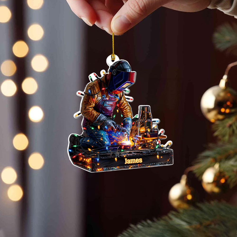 Personalized Welder Ornament 2025 – Custom Welding Ornament with Name, Christmas Gift for Metalworker or Machinist Ornament