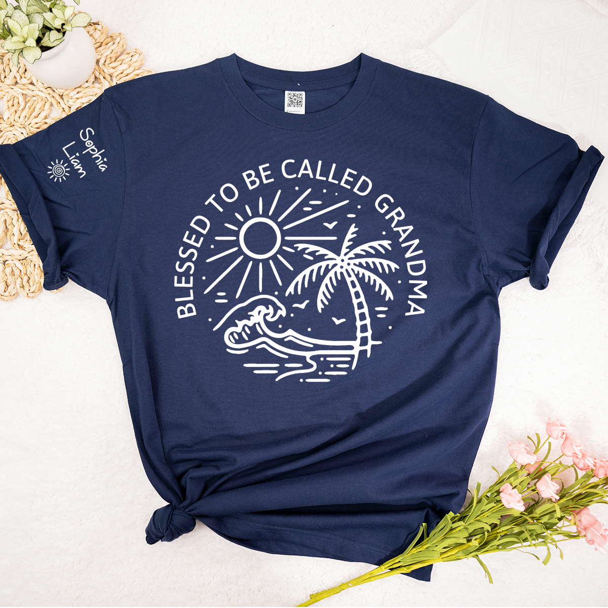 Blessed To Be Called Grandma Shirt, Beach Palm Tree Graphic Tee, Summer Vacation Grandma Gift for Nana Mimi Gigi