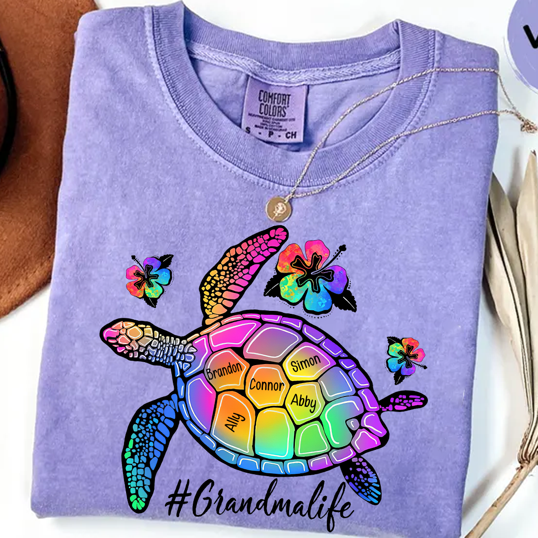 Comfort Colors® Grandma Life Turtle With Grandkids Summer T-Shirt, Gift For Grandma T-Shirt