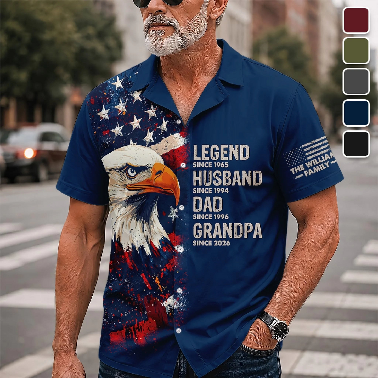 Custom Unisex Tropical Hawaiian Aloha Shirt - Personalized America 250th Anniversary Father's Day Gifts For Dad, Grandpa - Strong Fathers Strong Families Hawaiian