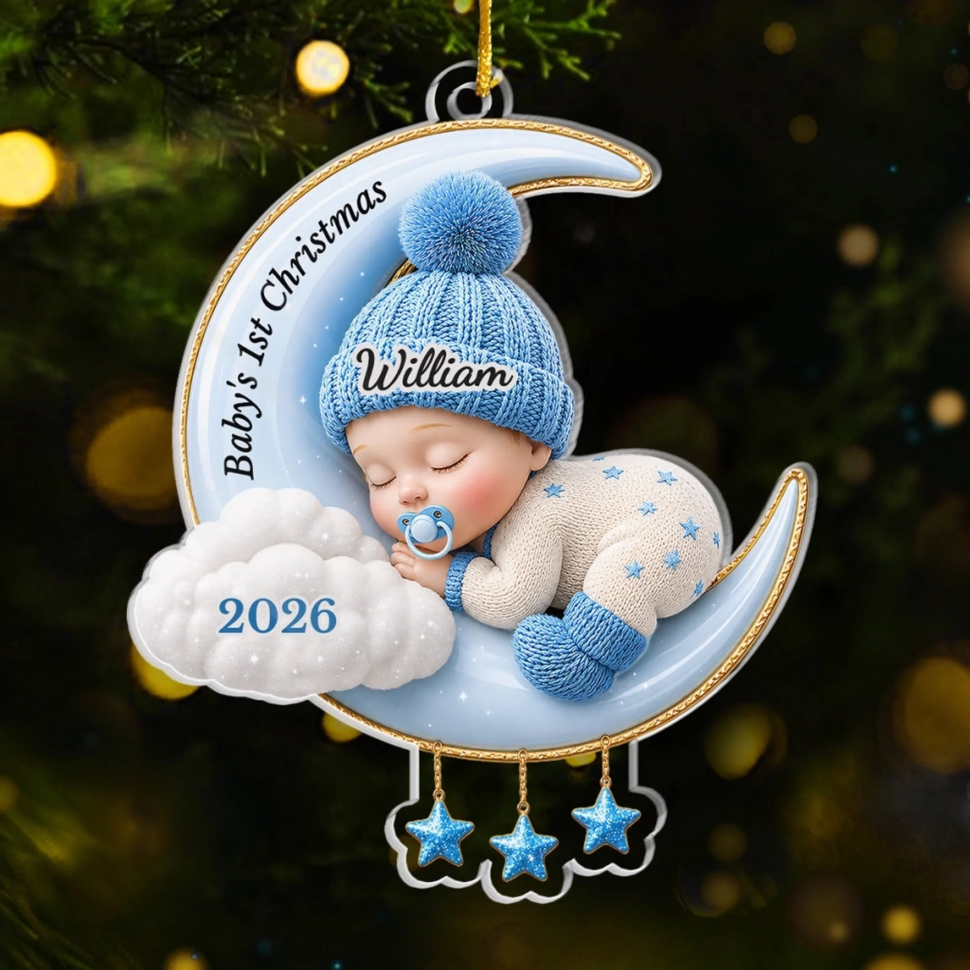 Custom Acrylic Ornament - Personalized Baby Shower, Gender Reveal Gifts For New Moms, New Dads, New Parents - Tiny Miracle Arrived Ornament